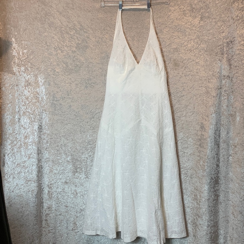White Lauren Ralph Lauren Cotton Halter Dress size 8 EUC